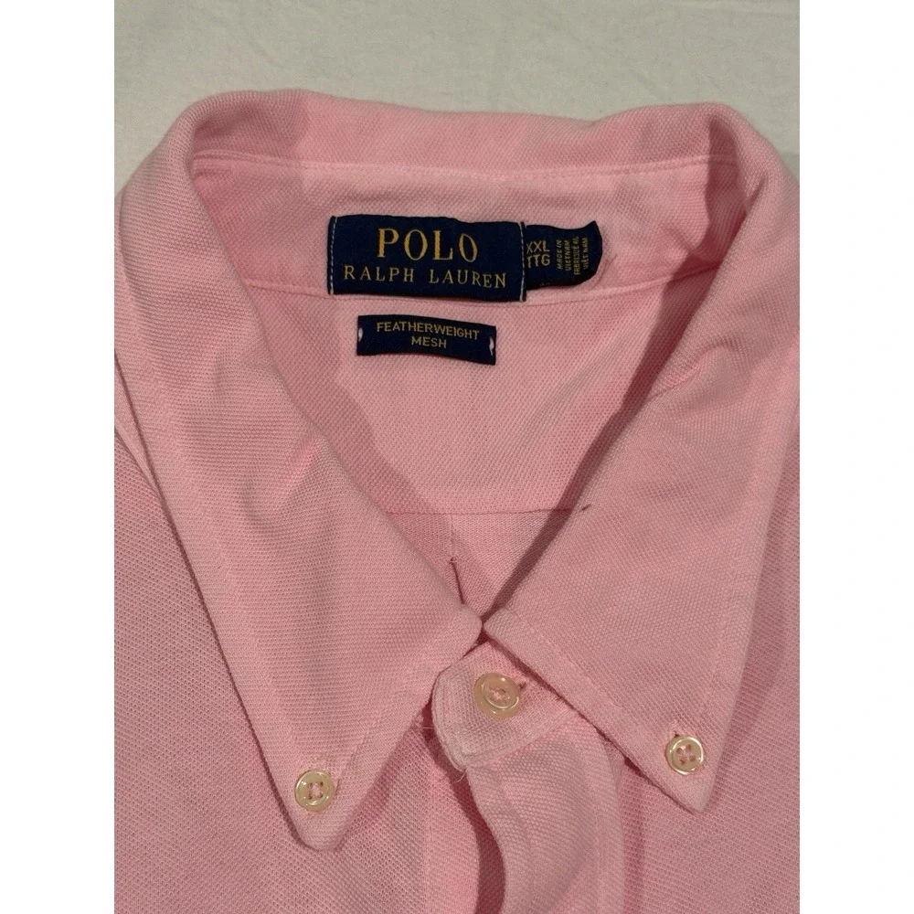 Polo Ralph Lauren Featherweight Mesh Long Sleeve Shirt Men's Sz XXL/TTG Pink ECU